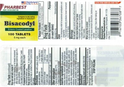 Image Of Package Label (Bisacodyl 5 mg Tablet Package Label)